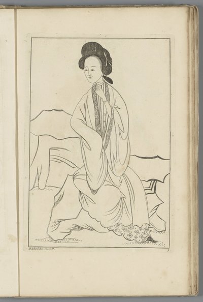 Donna cinese con la mano destra nella manica del kimono da Pieter Schenk (II) (possibly)