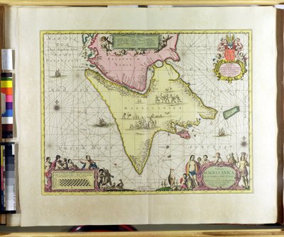 Tabula Magellanica, Quatierrae del Fuego, tavola 18 da Le Nouveau et Grand Illuminant Flambeau de la Mer di Claes Jansz. Vooght (fl.1680-96) pubblicato ad Amsterdam, 1683 (incisione colorata a mano) da Pieter Schenk