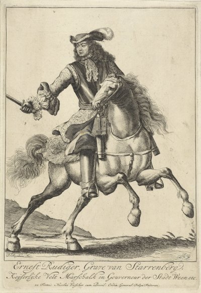 Ritratto equestre di Ernst Rüdiger von Starhemberg da Pieter Stevens (vermeld in 1689)