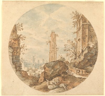 Viaggiatori tra le rovine romane da Pieter Stevens
