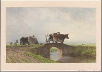 Mucche su un ponticello di pietra da Pieter Stortenbeker