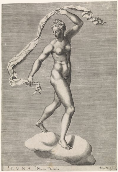 Diana come Luna su una nuvola (Luna Noctis Domina, I sette pianeti) da Pieter Valck