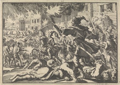 Combattimenti nelle strade di Mosca tra russi e polacchi nel 1611 da Pieter Van der Aa