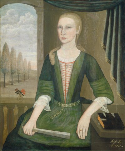 Giovane donna con un ventaglio, 1737 da Pieter Vanderlyn