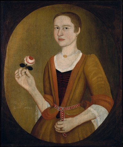 Giovane donna con una rosa da Pieter Vanderlyn