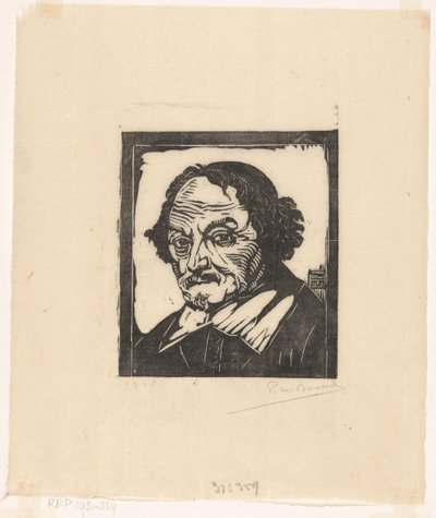 Ritratto di Joost van den Vondel da Pieter Willem van Baarsel (signed by artist)