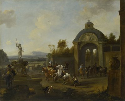 Partita di caccia a una fontana da Pieter Wouwerman