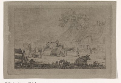Cortile di una fattoria con mucche da Pieter de Goeje