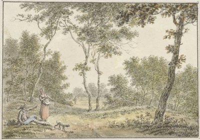 Paesaggio boschivo con alcune figure da Pieter de Goeje
