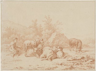 Paesaggio con pastore e il suo gregge da Pieter de Goeje