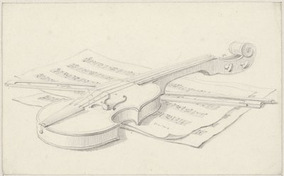 Natura morta con violino, arco e spartito da Pieter de Goeje