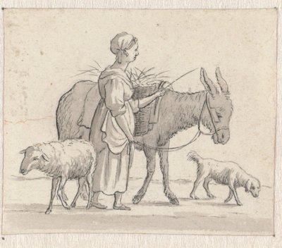 Donna con asino, pecora e cane da Pieter de Goeje