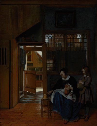 Una donna che prepara pane e burro per un ragazzo, c.1660-3 da Pieter de Hooch