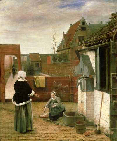 Una Donna e una Cameriera in un Cortile, c.1660-61 da Pieter de Hooch