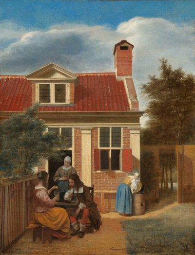 Figure in un cortile dietro una casa da Pieter de Hooch