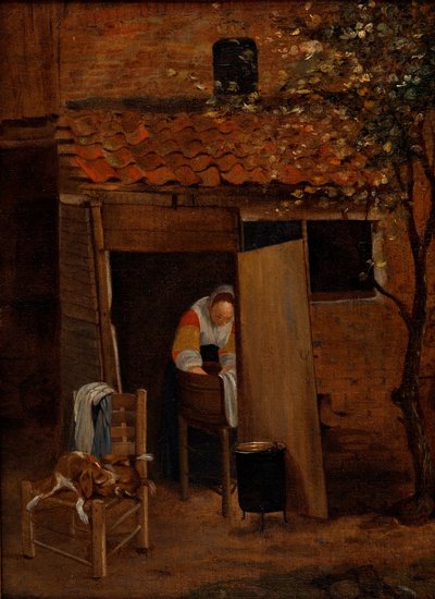 Ragazza che lava i vestiti in un cortile a Zwolle, dopo il 1653 da Pieter de Hooch