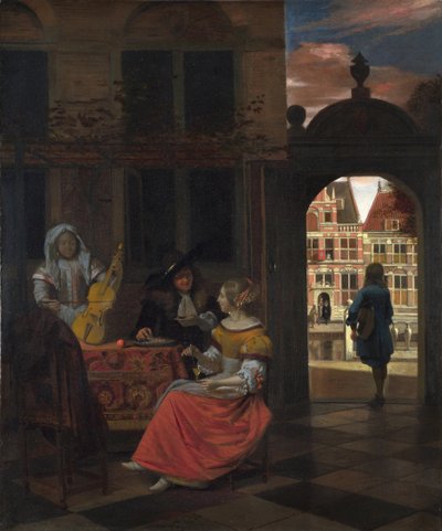 Una festa musicale in un cortile da Pieter de Hooch