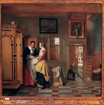Interno con donne accanto a una cassapanca di lino da Pieter de Hooch