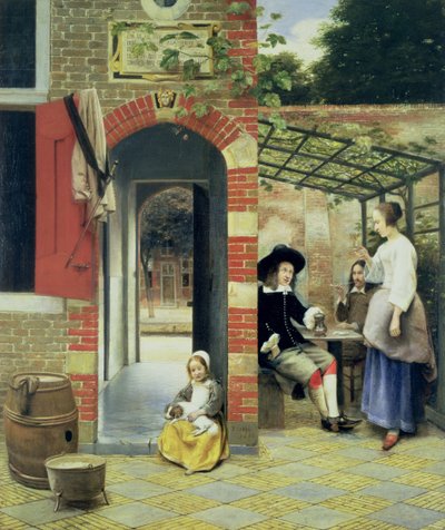 Il cortile di una casa a Delft da Pieter de Hooch