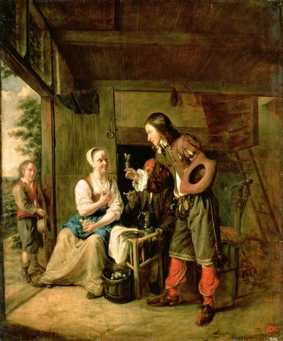 Guerriero e servitore, 1653 da Pieter de Hooch