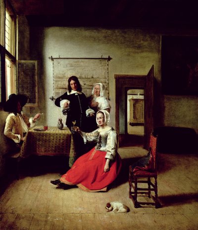 Donna che beve con soldati, 1658 da Pieter de Hooch