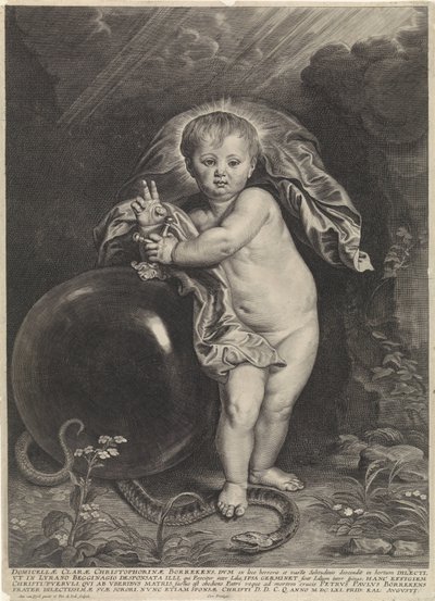 Bambino Gesù con globo crucigero da Pieter de Jode (II)