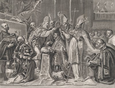Piatto 24: Carlo V incoronato imperatore dal Papa, da 