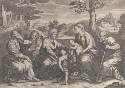 La Sacra Famiglia con il bambino San Giovanni Battista, Elisabetta, Zaccaria da Pieter de Jode II