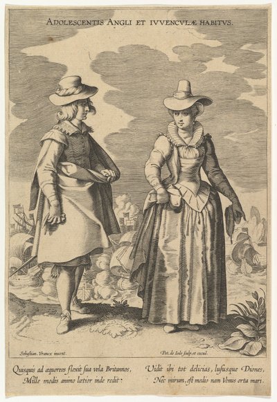 Adolescentis Angli et Iuvenculae Habitus, da Mode di Diverse Nazioni da Pieter de Jode I