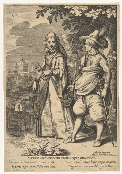 Mediolanensis Viri Feminaeque Ornatus, da Fashions of Different Nations da Pieter de Jode I