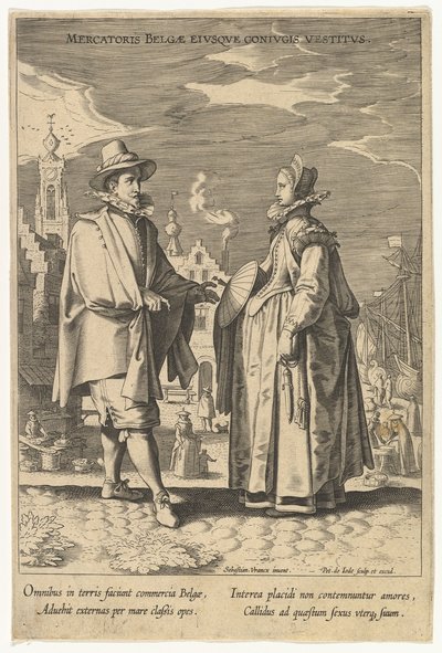 Vestiti di Mercatoris Belgae e Sua Moglie, da Fashions of Different Nations da Pieter de Jode I