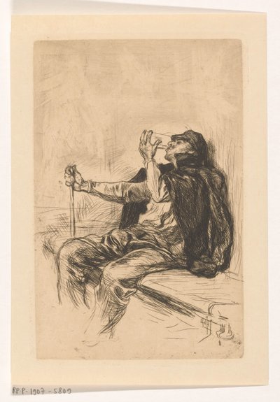 Uomo che beve con bastone da passeggio da Pieter de Josselin