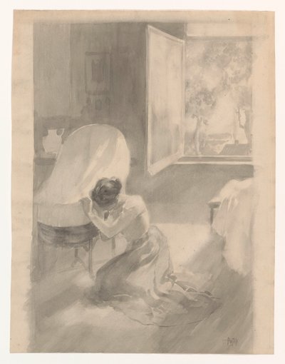 Madre vicino alla culla da Pieter de Josselin
