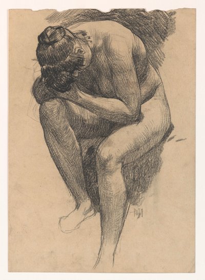 Studio di nudo di una donna seduta piegata in avanti da Pieter de Josselin