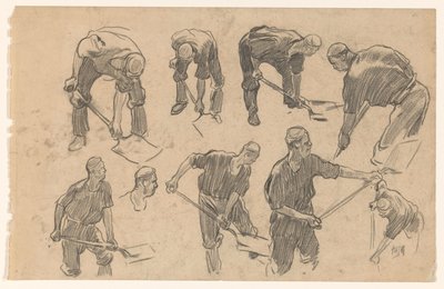 Foglio di studio con schizzi di un lavoratore che scava da Pieter de Josselin