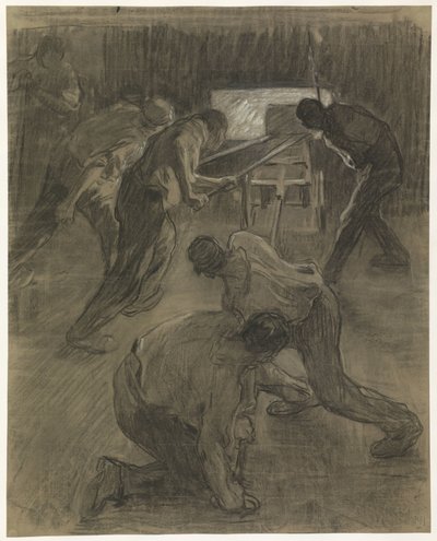 Sei lavoratori al lavoro nelle fonderie da Pieter de Josselin