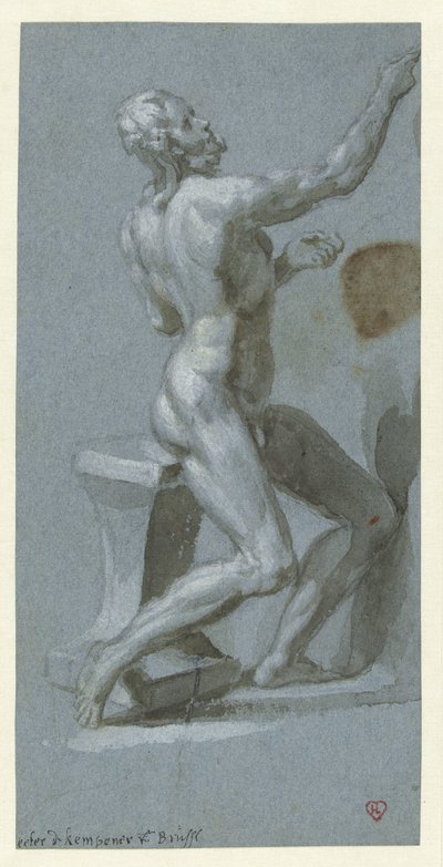 Uomo nudo seduto, verso destra da Pieter de Kempener