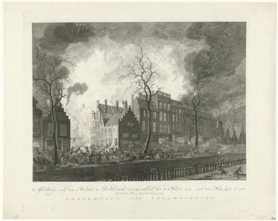 Incendio nella Pottebakkerssteeg a Rotterdam, 1779 da Pieter de Mare