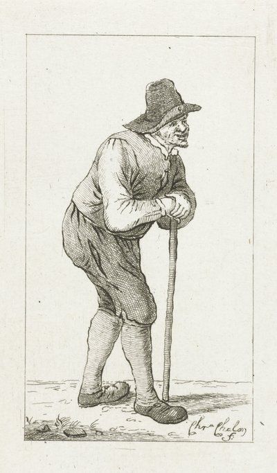 Uomo appoggiato a un bastone da Pieter de Mare