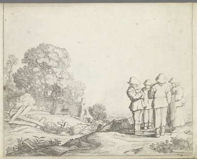 Paesaggio con tre contadini e una contadina da Pieter de Molijn