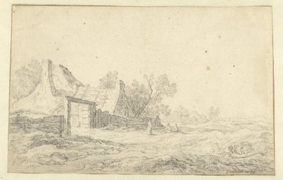 Paesaggio dunale con tre figure davanti a una fattoria da Pieter de Neyn