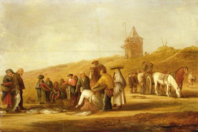 Pescatori che Vendono il Loro Pescato sulla Spiaggia da Pieter de Neyn