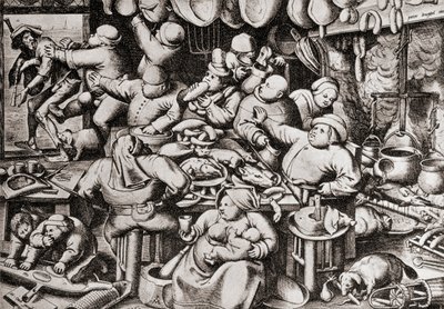 Mendicante cacciato dalla cucina di un ricco, nel XVI secolo (incisione) da Pieter the Younger Brueghel