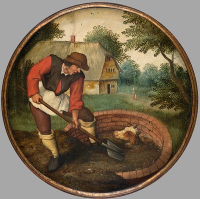 È troppo tardi per riempire il pozzo dopo che il vitello è annegato, c.1594 da Pieter the Younger Brueghel