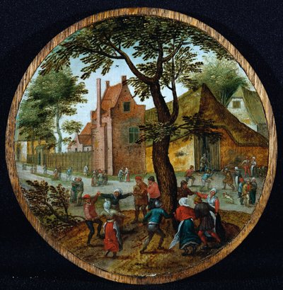 Contadini che ballano intorno a un albero in una strada del villaggio da Pieter Brueghel the Younger