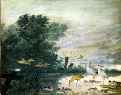 Uccelli esotici in un paesaggio pittoresco da Pieter the Younger Holsteyn