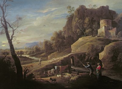 Paesaggio con contadini che curano i loro animali da Pieter the Younger Mulier