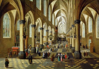 Figure riunite in un interno di chiesa, XVII secolo da Pieter the Younger Neeffs