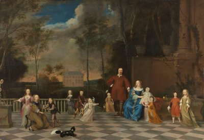 Il mercante di Amsterdam Jeremias van Collen (1619-1707) con sua moglie e i loro dodici figli da Pieter van Anraedt (attributed to)