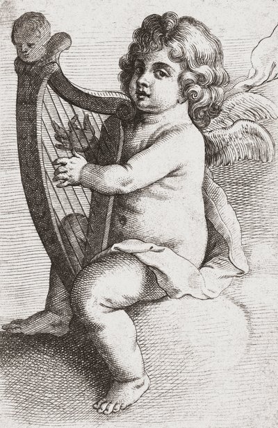 Un angelo bambino che suona un
